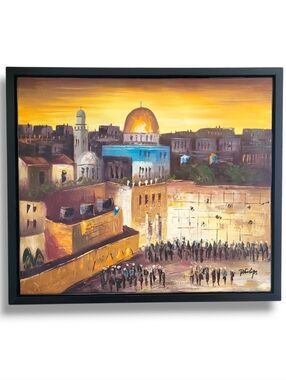 Ben Avram Jerusalem Oil Painting Framed Original Signed Israeli Art